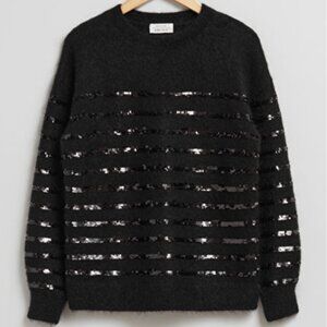 Sequin Striped Wool Mohair Sweater